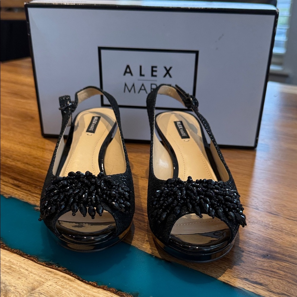 Alex Marie Black Beaded Heels